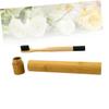 Black Bamboo Toothbrush with Ergonomic Bamboo and Nylon Handle view 2