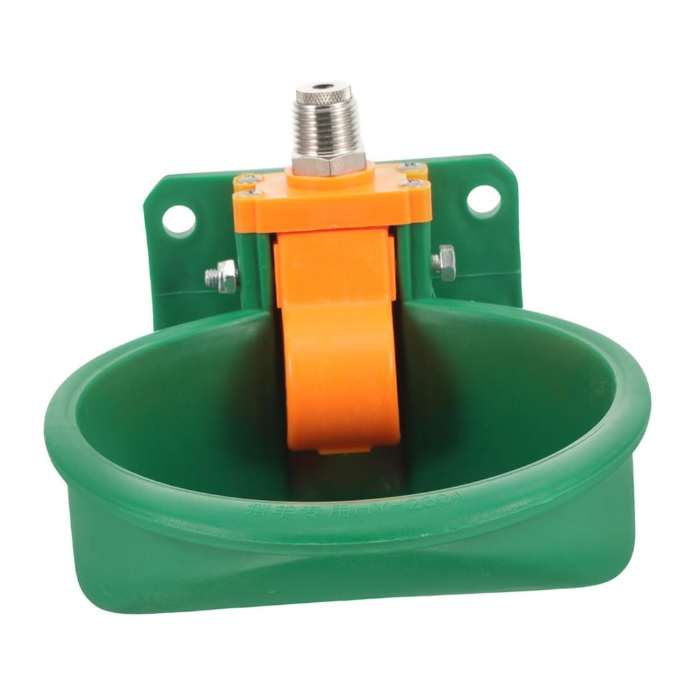 BESTonZON Automatic Water and Feed Trough for Cattle and Calves, Green Plastic