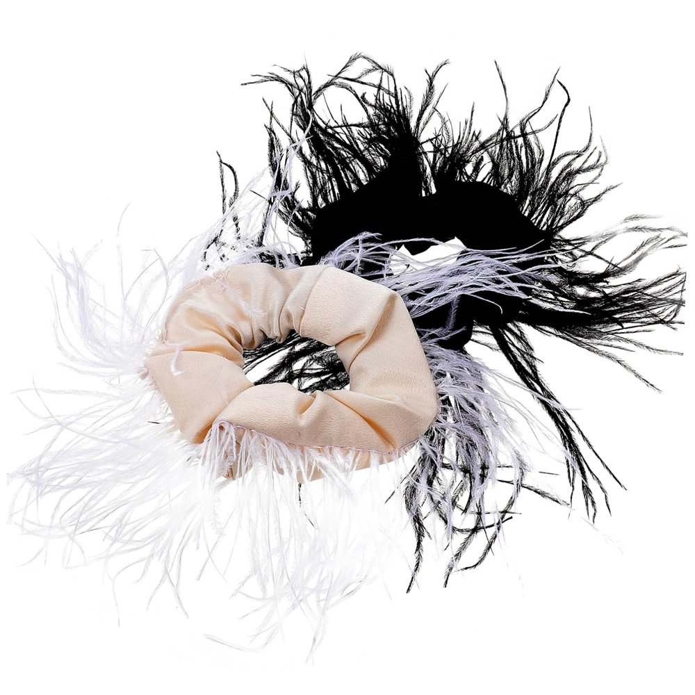 VALICLUD Feather Hair Ties, 2-Pack, Elastic Fabric, Comfortable and Gentle on Hair