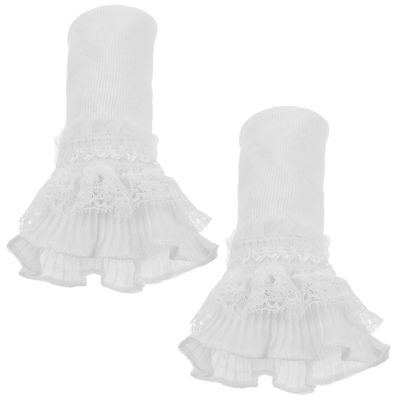 minkissy 1 Pair Fake Lace Cuffs, Polyester, White