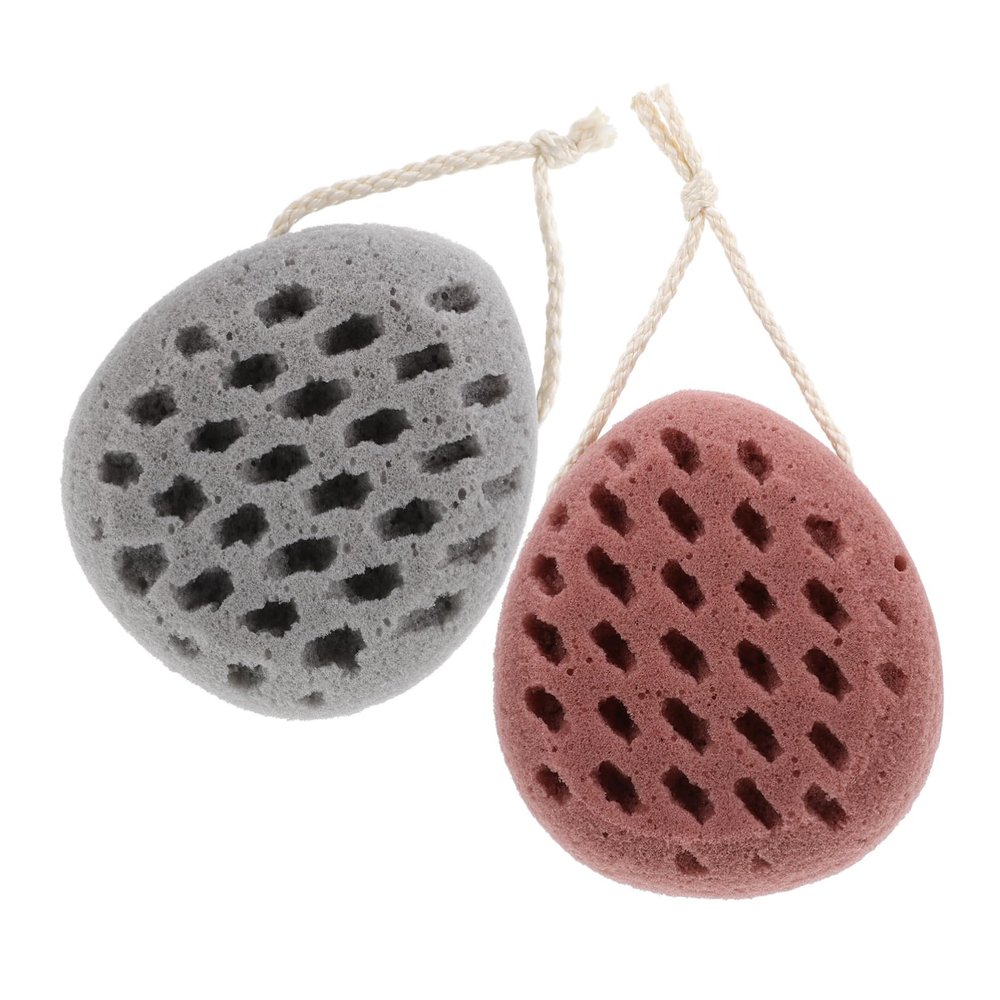 DEARMAMY 2-Pack Luffa Exfoliating Body Sponges with Hanging Loops