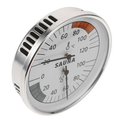 Stainless Steel Sauna Hygrometer Thermometer, Silver
