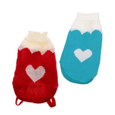 BCOATH 2-Piece Warm Knitted Heart Sweater for Dogs