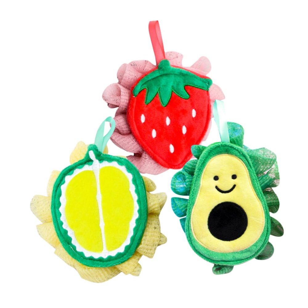 3-Pack Fruit-Shaped Bath Balls for Gentle Body Care