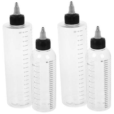 SOESFOUFU 4-Pack Clear Squeeze Bottles with Measurement Scale, Hair Applicator Bottles