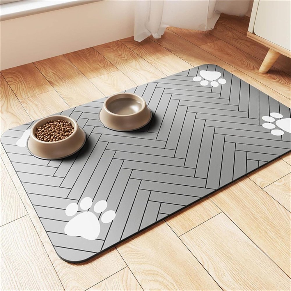 FANSU Dog Bowl Mat, Non-Slip Quick-Dry Feeding Mat