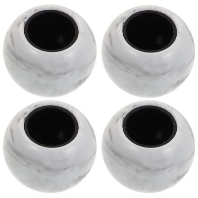 VALICLUD Round Ball-Shaped Resin Perfume Bottle Caps, White, 4 Pieces, with 15 Teeth