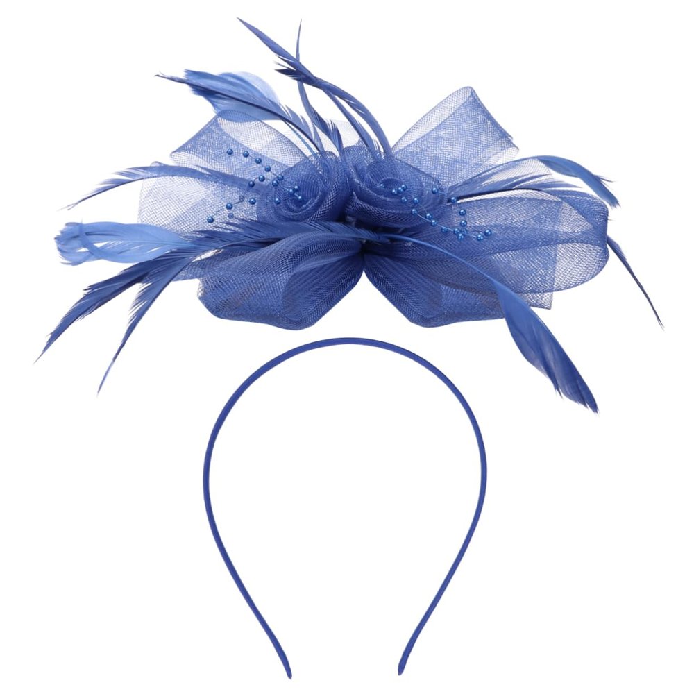 Healeved Blue Net-Yarn Feather Headpiece, Handmade for Women