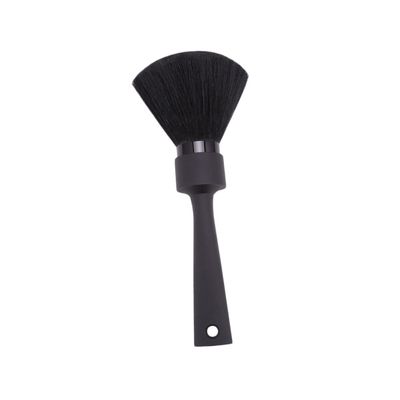 Mikinona Professional Soft-Fiber Neck Duster Brush, Large Black Barber Brush with Round Handle