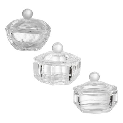 WRITWAA 3-Piece Crystal Glass Nail Art Cups with Lids