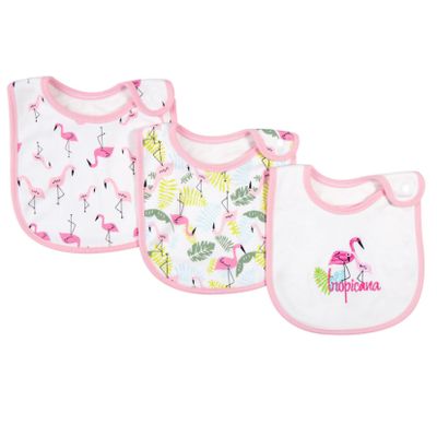 Milisten 3-Pack Cotton Baby Bibs for Newborns with Snap Buttons, Washable and Soft, Pink