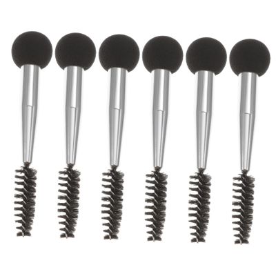 VALICLUD Aluminum and Sponge Makeup Applicators for Precise Application, Double-Ended Eyeshadow Brushes, 6 Pieces
