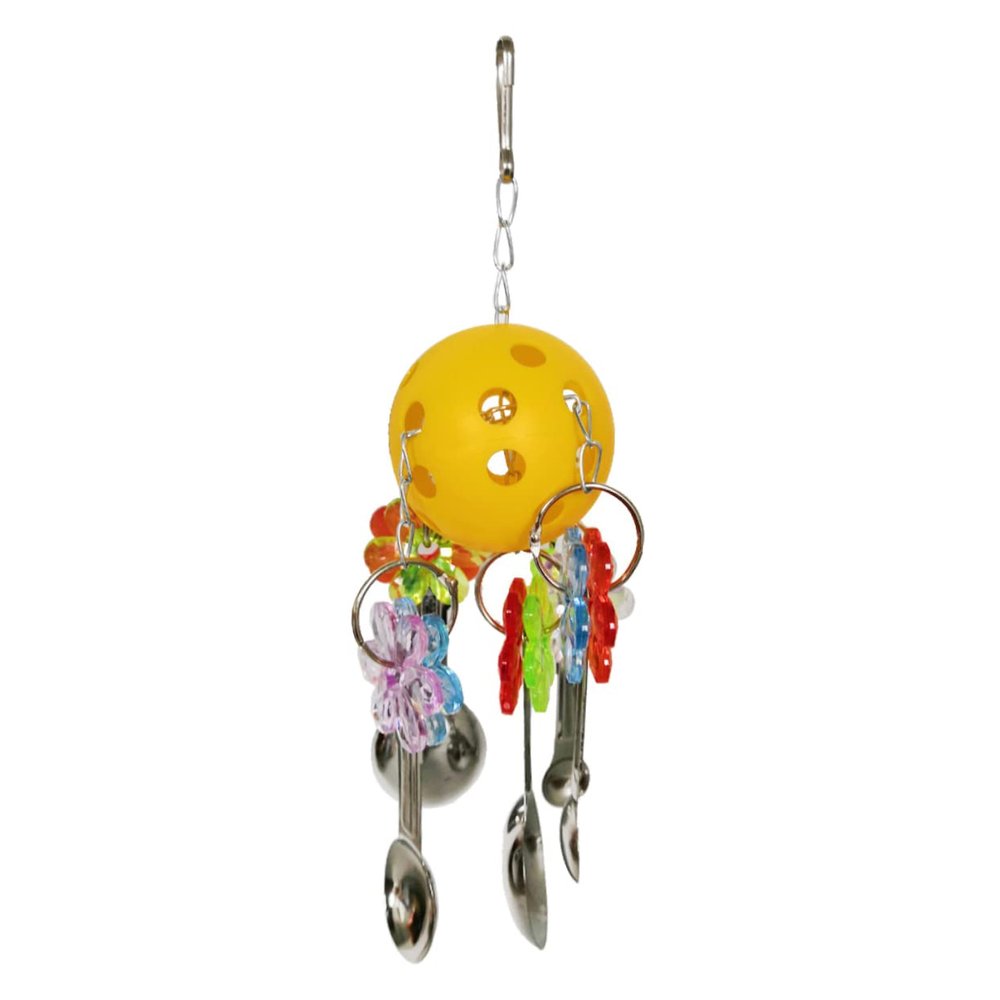 Toyvian Hanging Bird Toy for Parrots with Bell, Plastic and Metal