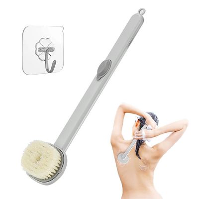TUKRPQMRI Long-Handle Bath Brush with Soap Dispenser, Gray (533)