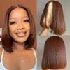 TNICE 8-Inch Chocolate Brown Straight Human Hair Bob Wig, 4x4 Lace Front view 1