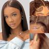 TNICE 8-Inch Chocolate Brown Straight Human Hair Bob Wig, 4x4 Lace Front view 2