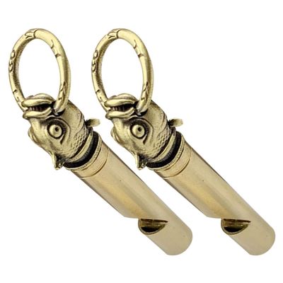 Beavorty Pack of Brass Whistle Keychains with Gold Finish