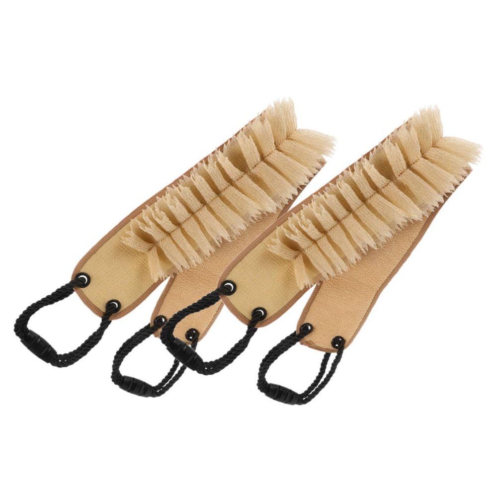 BESTYASH 2-Pack Double-Sided Back Scrubbers with Handles, Long Synthetic Fiber Exfoliating Bath Towels for Gentle Shower Cleansing