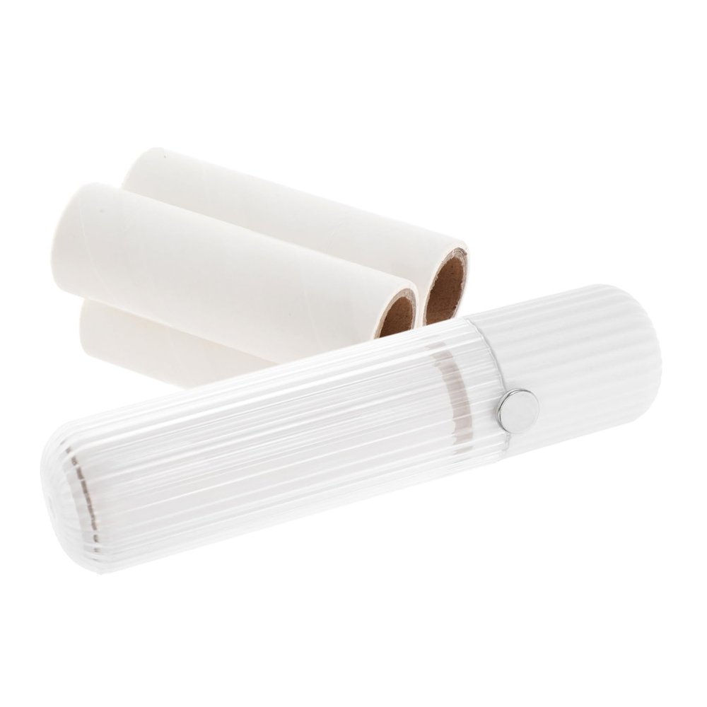 Small Manual Lint Roller for Travel, Compact, White, with 3