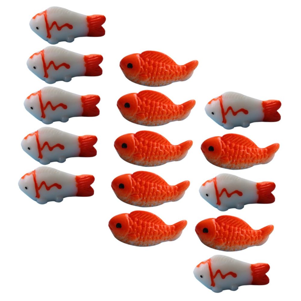 Mobestech 15-Piece Aquarium Decor Resin Ornaments Goldfish Statue