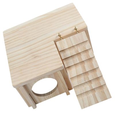 Milisten Hamster Hideout with Foldable Ladder, Beige