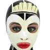 GAYLOP Latex Hood with Front Lace, Maid Uniform Rubber Mask, Back Zipper, Roleplay Party Dress, L, Black and White view 1