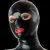 GAYLOP Latex Mask, Black Latex, Hooded, Large Open Eyes and Mouth, XS, Red view 2