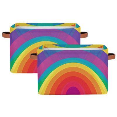 Mexpekil Foldable Storage Baskets with Rainbow Tunnel Pattern, 2-Pack