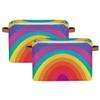 Mexpekil Foldable Storage Baskets with Rainbow Tunnel Pattern, 2-Pack view 1