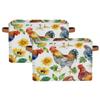 Mexpekil Foldable Storage Basket with Rooster and Sunflower Pattern, 2-Pack view 1
