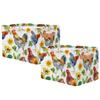 Mexpekil Foldable Storage Basket with Rooster and Sunflower Pattern, 2-Pack view 2