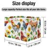 Mexpekil Foldable Storage Basket with Rooster and Sunflower Pattern, 2-Pack view 4