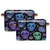 Mexpekil Foldable Storage Baskets with Neon Skull Flowers, 2-Pack view 1