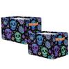 Mexpekil Foldable Storage Baskets with Neon Skull Flowers, 2-Pack view 2