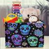 Mexpekil Foldable Storage Baskets with Neon Skull Flowers, 2-Pack view 3