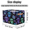 Mexpekil Foldable Storage Baskets with Neon Skull Flowers, 2-Pack view 4