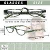 Hubeye 2-Pair Half-Moon Reading Glasses for Women and Men, Green Stripes, Half-Rim, Spring Hinges, +2.50 view 3
