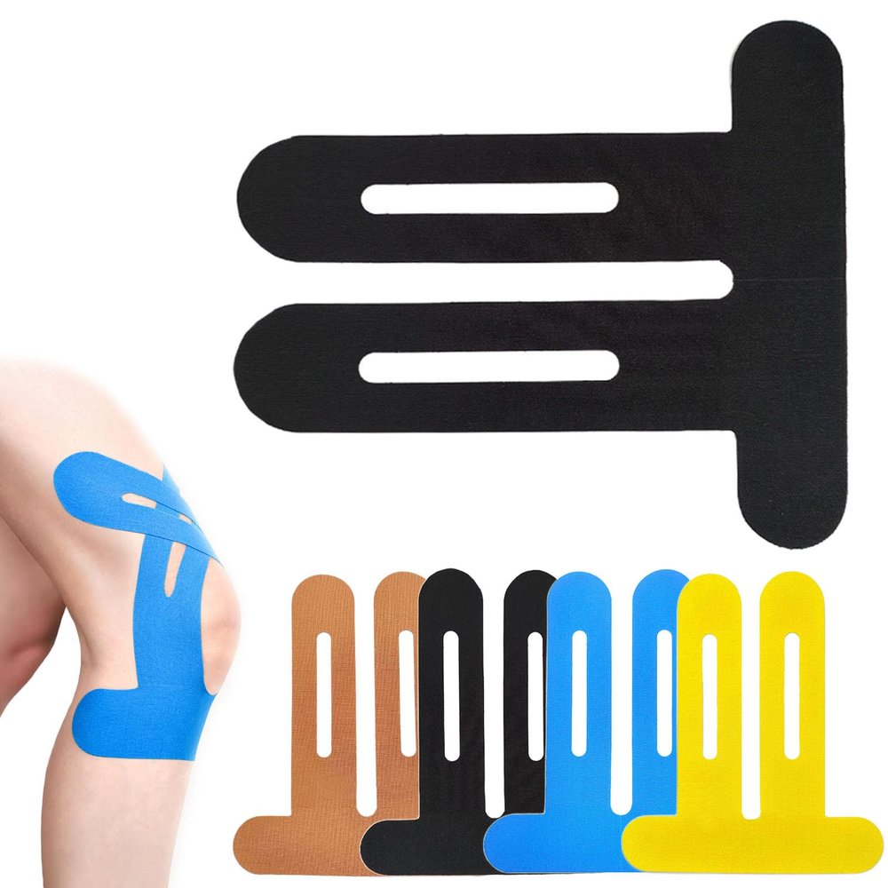 Pre-Cut Kinesiology Tape for Knee Support, Black, 20 Pieces