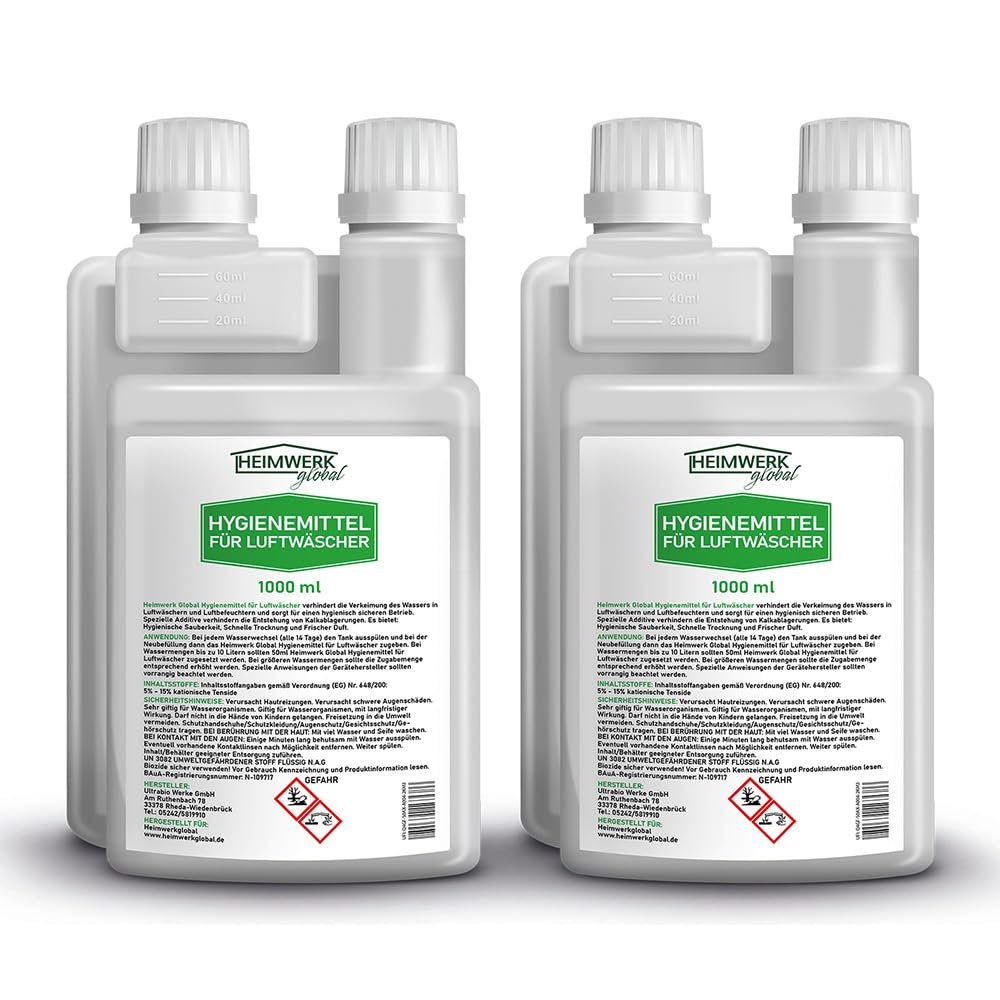 Heimwerkglobal Hygienic Treatment for Air Washers, 1,000 ml, with Dosing Aid (2 Liters)