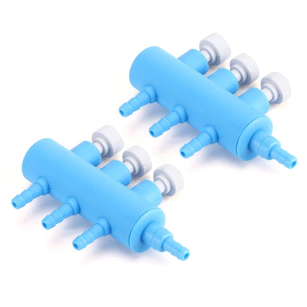 Plastic Aquarium Volume Control Valve, 2-Way Splitter for Fish Oxygen Distribution, 2 pcs (3 knobs, 2 sold)