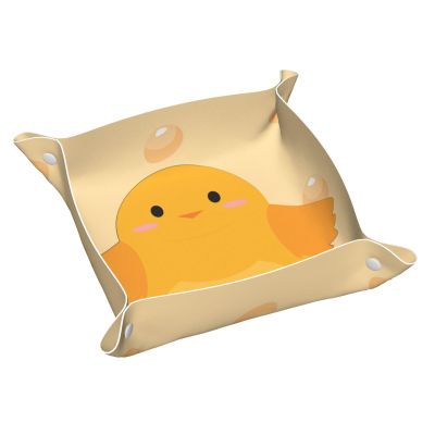 Small Cartoon Chick Storage Tray, Printed Leather, Multifunctional, Personalized