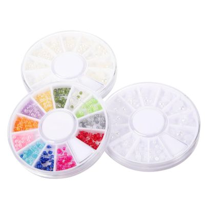 Half-Round Resin Nail Beads for Nail Art, 3 Boxes