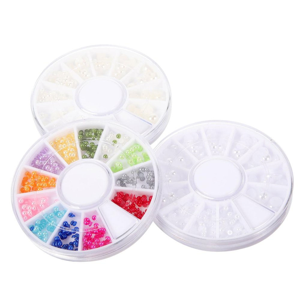 Half-Round Resin Nail Beads for Nail Art, 3 Boxes