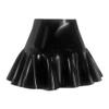 AZRLZP High-Waisted Latex Mini Skirt with Ruffle Hem, Sexy Role-Play Costume (Black, XL) view 1