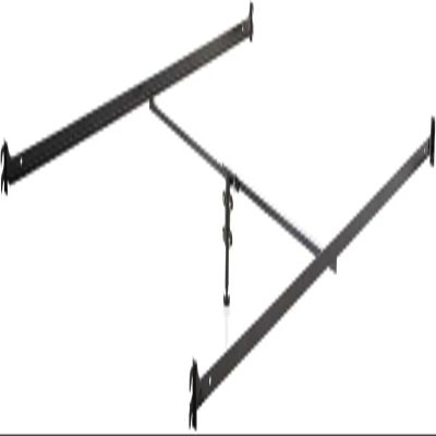 GOXQIT Attachable Metal Bed Rail with Center Bar and Height-Adjustable Support Leg, Queen, Black, for French Beds