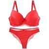 Women's Lace Bra and Thong Set, Red, 85C view 1