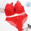 Women's Lace Bra and Thong Set, Red, 85C view 2