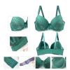 Sexy Lace Bra and Thong Set, 2-Piece, Green, 100B view 2