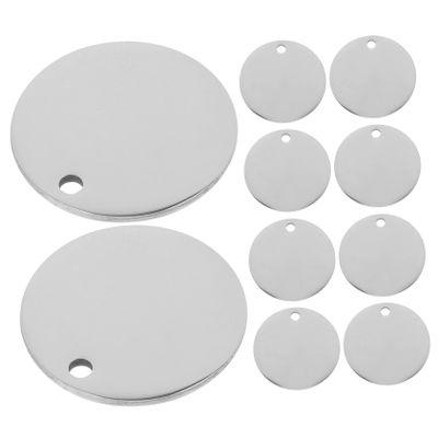 POPETPOP 10-Pack Stainless Steel Blank Dog Tag Blanks, Round, Smooth Surface