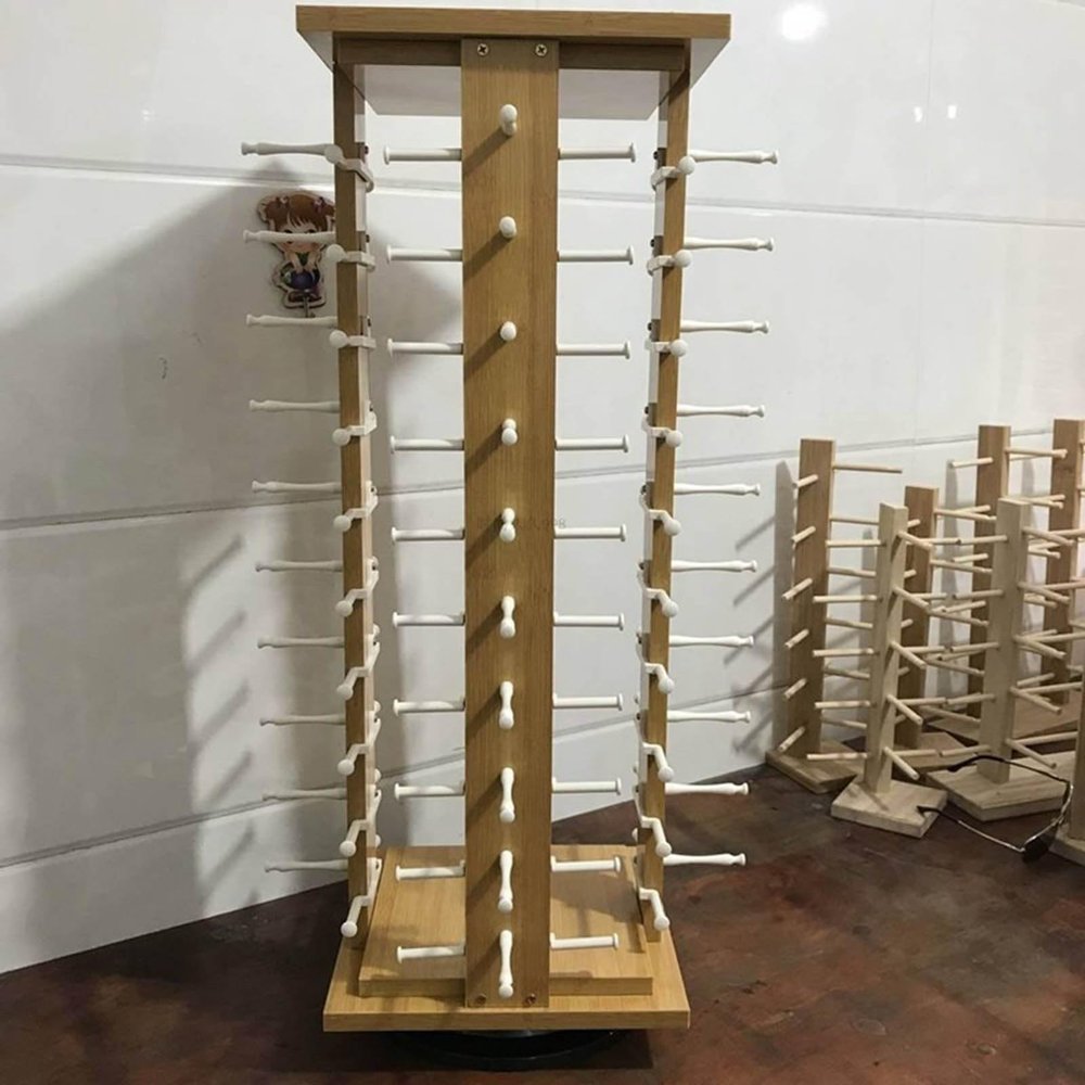 Mixtric Eyeglass Display Stand with Countertop Base, Wooden, 40 Pairs